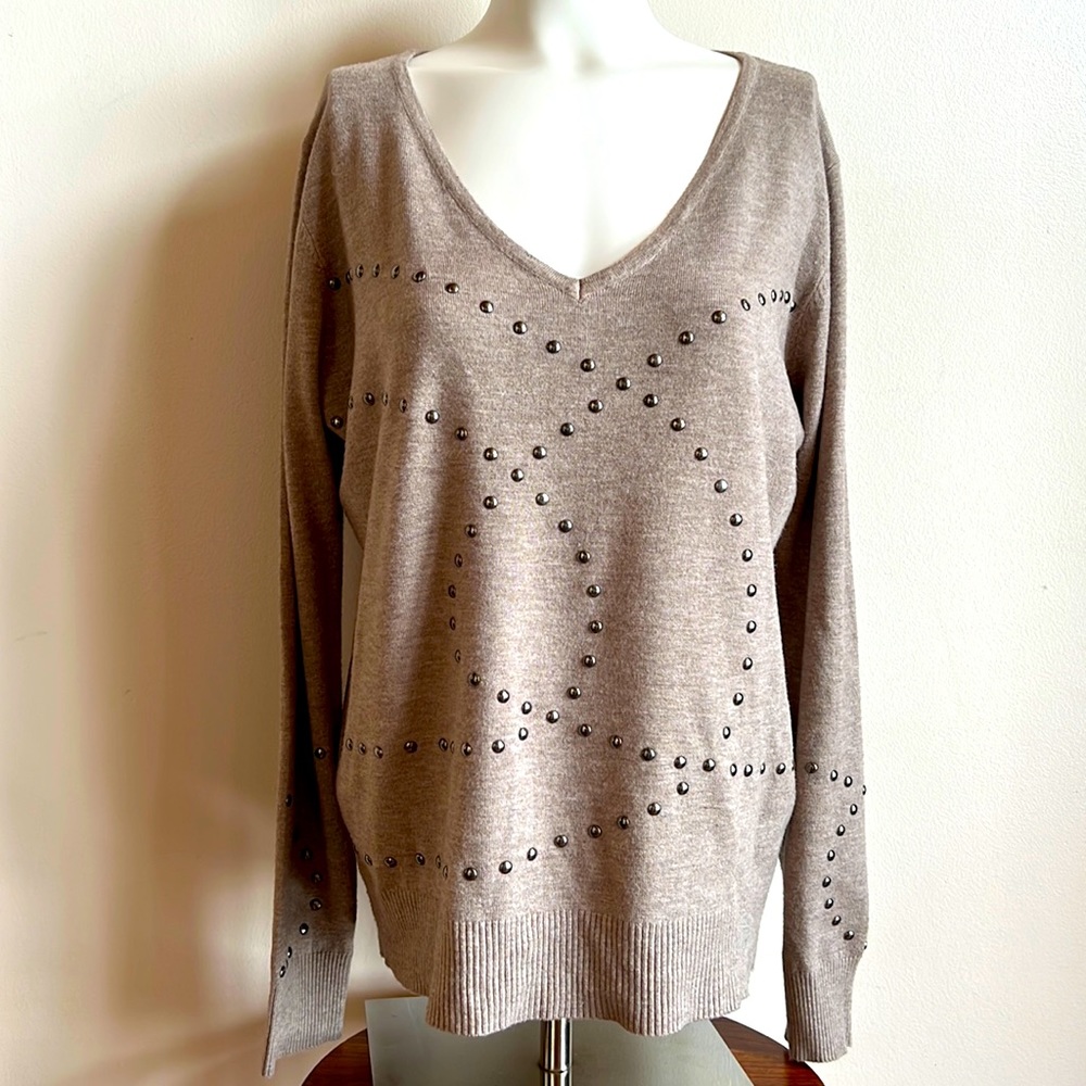 Vila Milano Large wool blend sweater with metal details